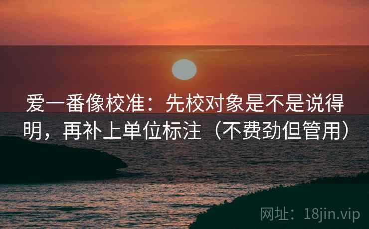 爱一番像校准：先校对象是不是说得明，再补上单位标注（不费劲但管用）